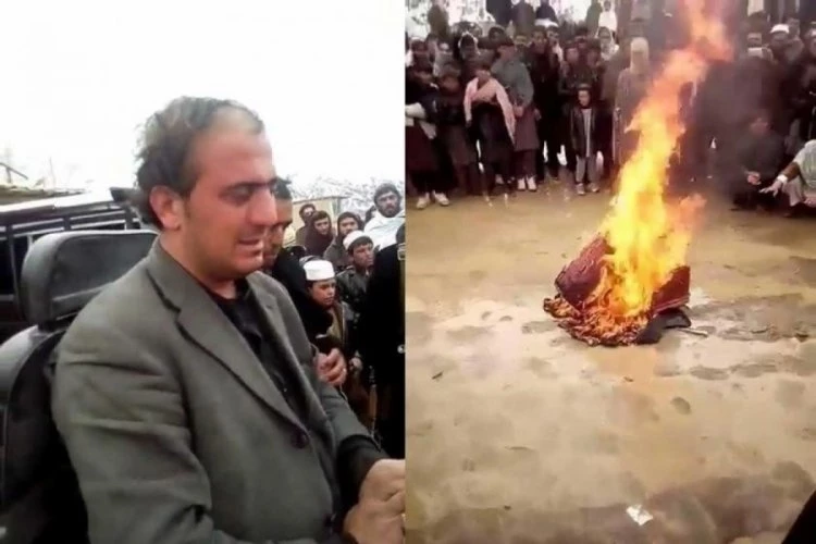 Taliban müzik aletlerini ateşe verdi! Müzisyen, o anları gözyaşlarıyla izledi