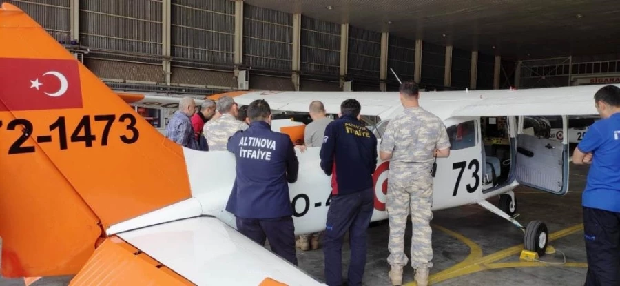 Altınova itfaiyesine uçak kazası eğitimi   