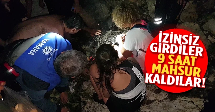 İzinsiz girdikleri kanyonda mahsur kalan 15 kişi, 9 saat sonra kurtarıldı   