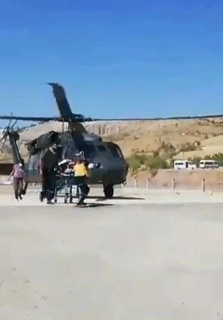 Elazığ’da yaralı, askeri helikopter ile hastaneye yetiştirildi   