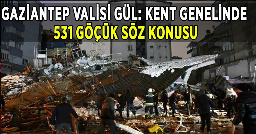 Gaziantep Valisi Gül: Kent genelinde 531 göçük söz konusu