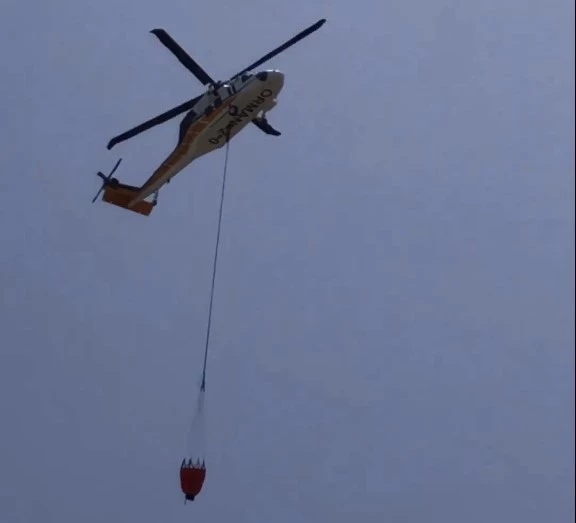 Nefes helikopteri ile yangına ilk müdahale 