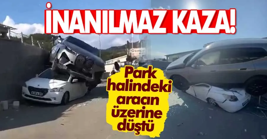  Bursa’da kontrolden çıkan cip, park halindeki aracın üzerine düştü   