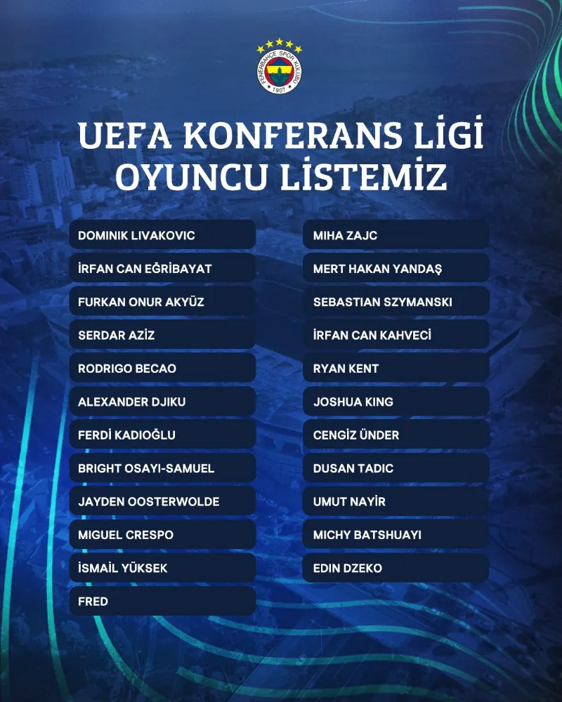  Fenerbahçe, UEFA Konferans Ligi kadrosunu açıkladı   